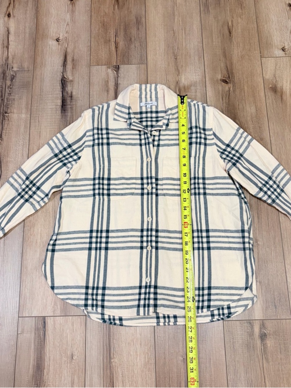 Madewell Plaid Flannel Shirt Small Neutral Cottagecore Casual - Picture 7 of 8